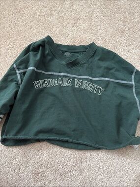 Cotton On Dark Green "Bordeaux Varsity" Cropped Sweatshirt